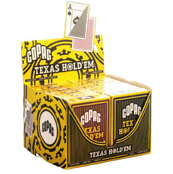AGM 12er-Pack CopagPokerkarten Display TEXAS HOLD’EM GOLD PVC Jumbo Face Mixed günstig kaufen