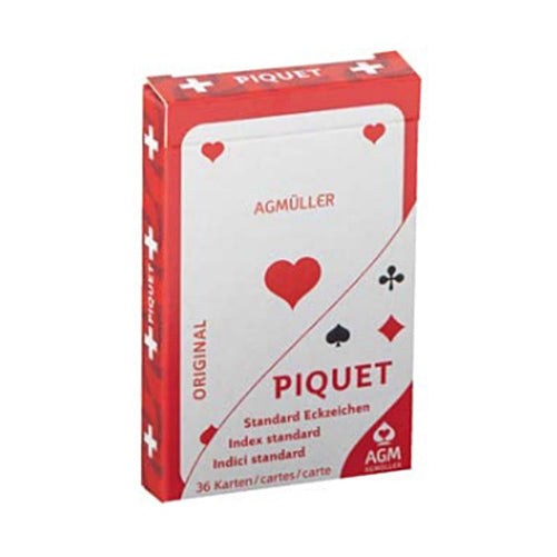 Französische Piquet Jasskarten mit Schweizer Kreuz verpackt in einem Kartonfaltetui. Günstig online kaufen.