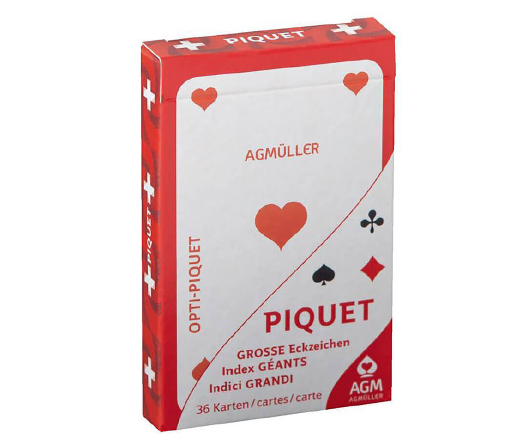 Französische Jasskarten mit grossen Zahlen Schweizer Kreuz verpackt in Kartonfaltetui von AG Müller