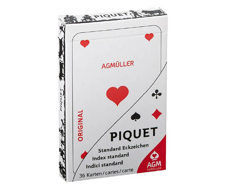 Französische Piquet Jasskarten Standard mit Scherenschnitt Motiv in Kartonfaltetui. Online günstig kaufen.