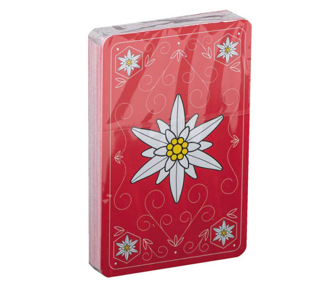 Deutschschweizer Edelweiss Jasskarten von AG Müller, verpackt in Cellophan