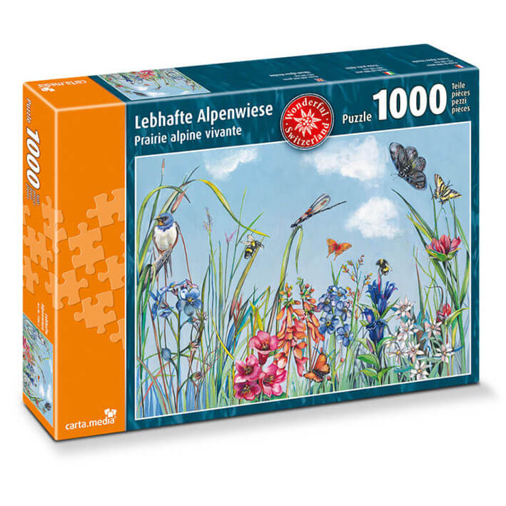 Puzzle Lebhafte Alpenwiese mit 1000 Teilen günstig online kaufen