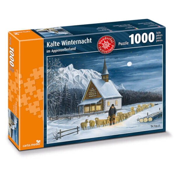 Kalte Winternacht im Appenzellerland ist ein schönes Puzzle mit 1000 Teilen für Kinder und Erwachsene