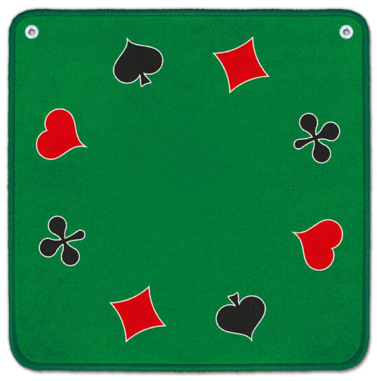 Jassteppich grün mit französischen Piquet Symbolen günstig online kaufen