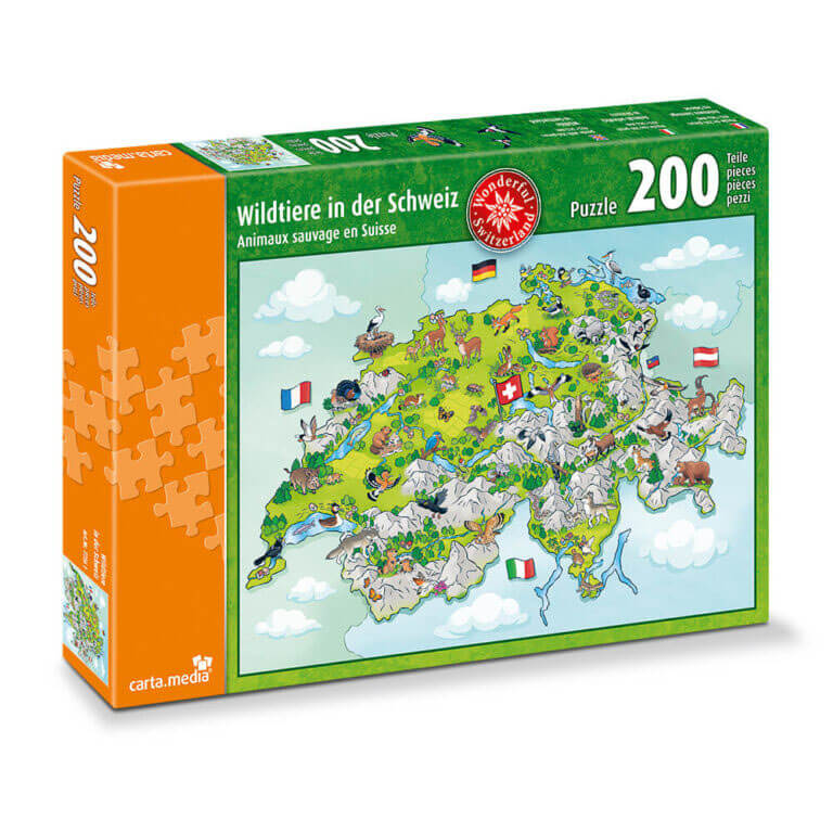 Wildtiere in der Schweiz Puzzle mit 200 Teilen für Kinder von Carta Media. Günstig online kaufen.