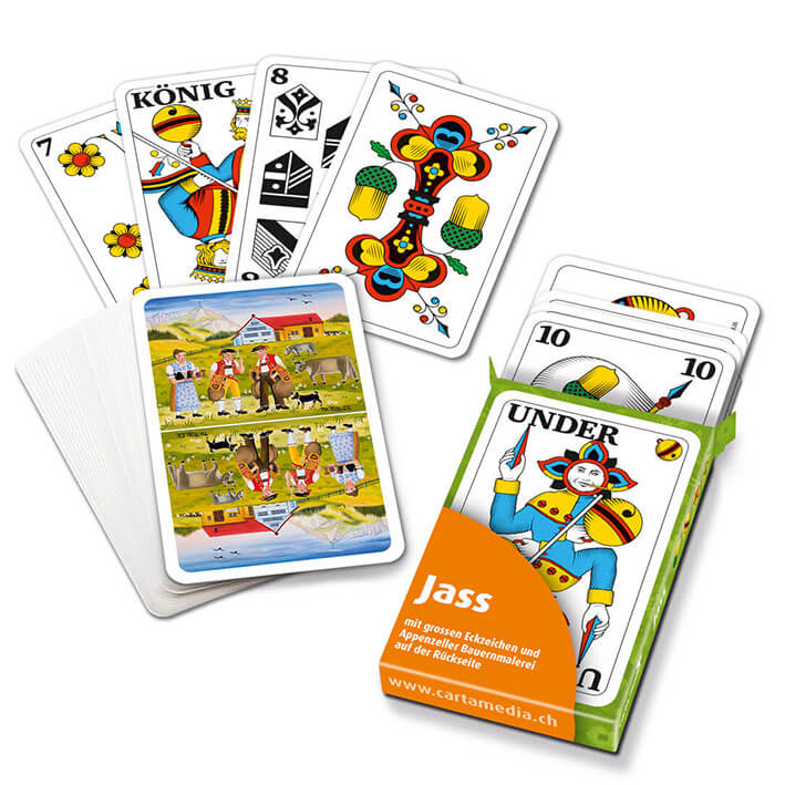 Jasskarten Deutschschweiz Appenzellerland mit grossen Zahlen in Kartonfaltetui günstig online kaufen