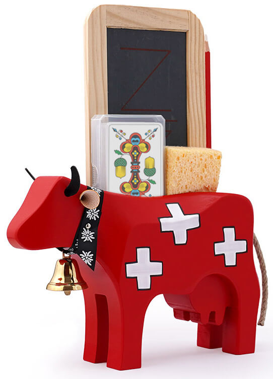 Original Trauffer Jasskarten Kuh mit Deutschschweizer Jasskarten und Jasstafel