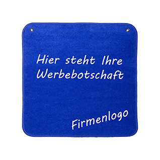 Personalisierter Jassteppich individuell bedruckt mit eigenem Logo, Design. Werbegeschenk für Firmen und Vereine.