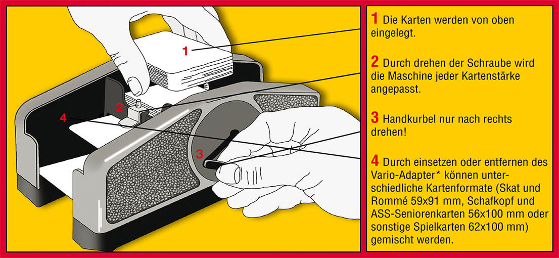 ASS Altenburger Kartenmischer Vario. Spielkarten einfach mischen lassen. Mit Anleitung
