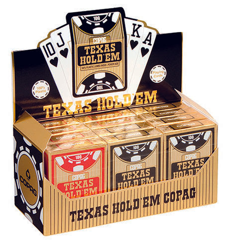 AGM 12er-Pack CopagPokerkarten Display TEXAS HOLD’EM GOLD PVC Jumbo Face Mixed günstig kaufen