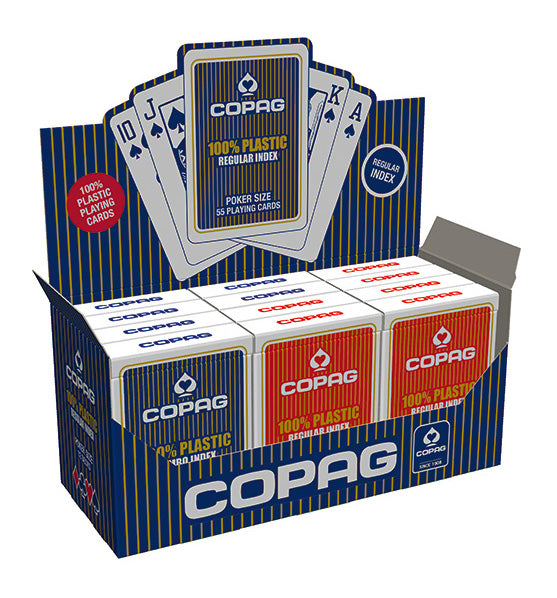 AGM 12er-Pack Pokerkarten Display COPAG POKER PVC, Regular Face Mixed rot/blau günstig online kaufen