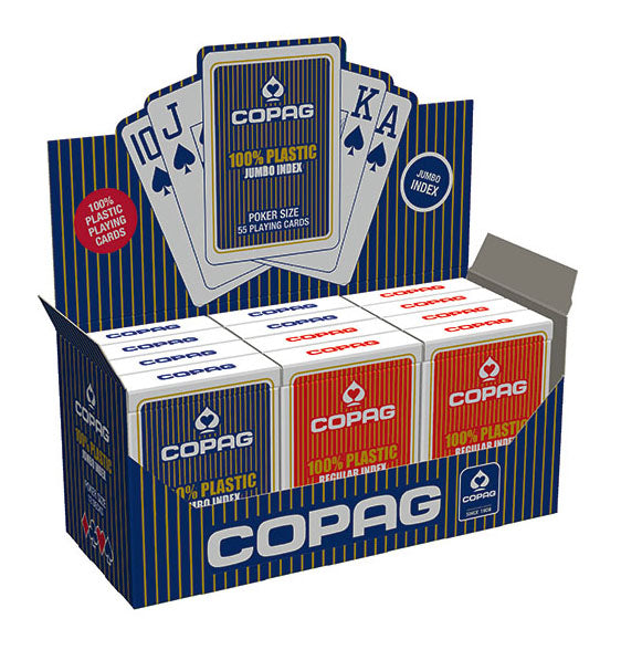 AGM 12er-Pack Pokerkarten Display COPAG POKER PVC, Jumbo Face Mixed rot/blau günstig online kaufen
