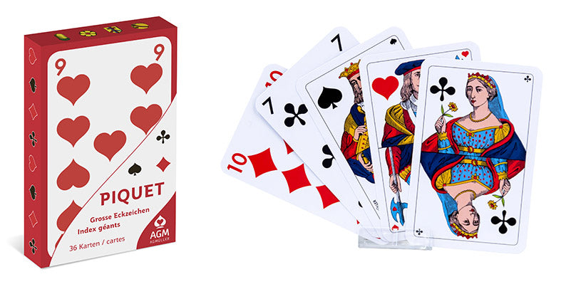 OPTI Piquet Jasskarten mit extra grossen Zahlen französische Spielkarten für Senioren