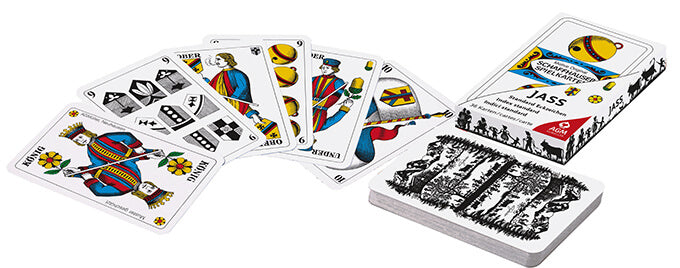 Deutschschweizer Jasskarten Standard mit Scherenschnitt Motiv in Kartonfaltetui. Online günstig kaufen.