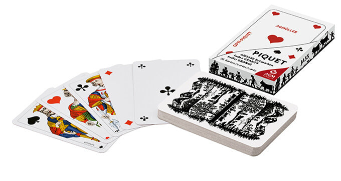 Französische Piquet Jasskarten mit extra grossen Zahlen und Scherenschnitt Motiv. Günstig online kaufen.