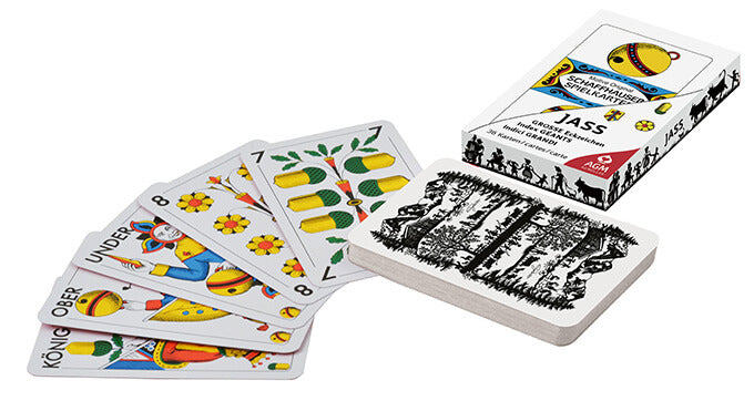 Scherenschnitt Jasskarten Deutschschweiz mit grossen Zahlen für gute Lesbarkeit von AG Müller (AGM)