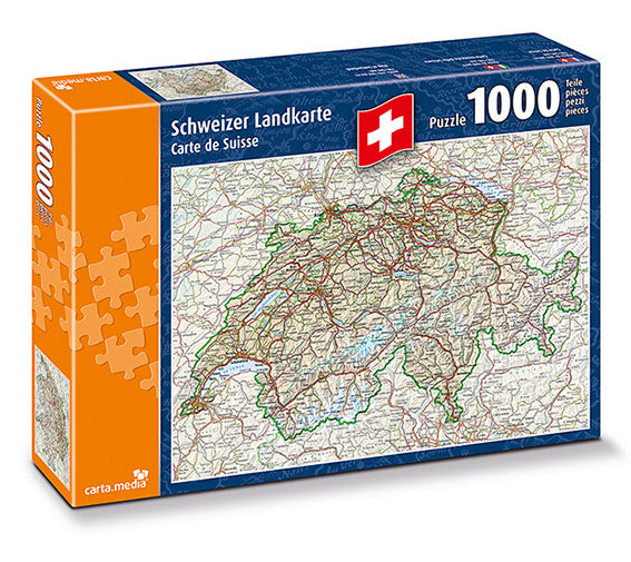 Schweizer Landkarte Puzzle 1000 Teile von carta.media für Senioren günstig online kaufen