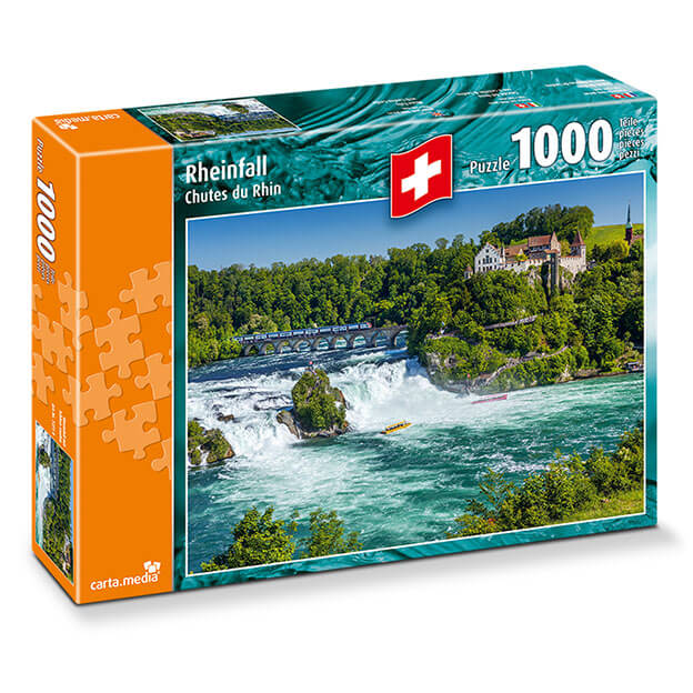 Rheinfall Schloss Laufen Chutes du Rhin Puzzle mit 1000 Teilen von carta.media. Spiel für Erwachsene und Senioren
