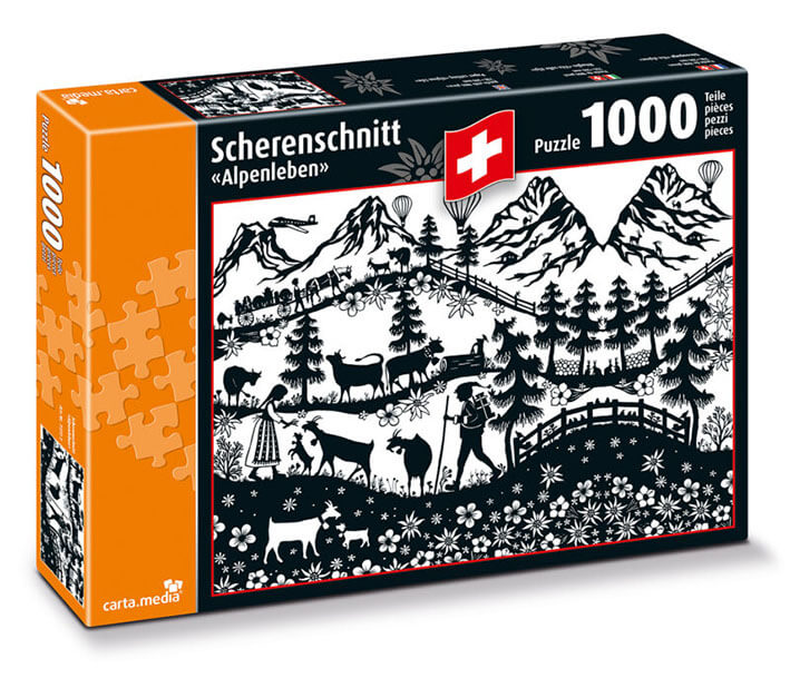 Scherenschnitt "Alpenleben" Puzzle mit 1000 Teilen für Kinder, Erwachsene, Senioren günstig online kaufen