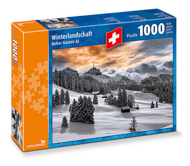 Winterlandschaft Hoher Kasten Puzzle mit 1000 Teilen. Gesellschaftsspiel für Jung und Alt.