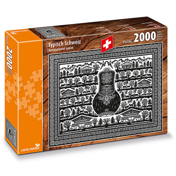 Typisch Schweiz Scherenschnitt Puzzle 2000 Teile. Traditionelle Kunst vom Appenzellerland günstig online kaufen