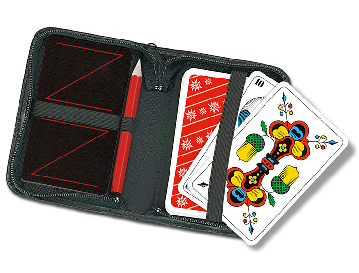 Jasskarten im Reiseetui mit Deutschschweizer Jasskarten und Edelweiss Rückseite günstig online kaufen