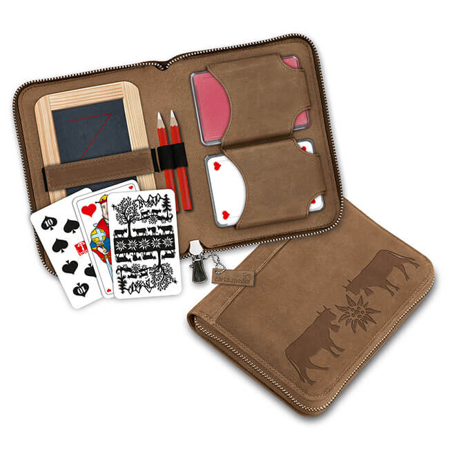 Premium Jassgarnitur Country  mit französischen Piquet Jasskarten in Designer Qualität.