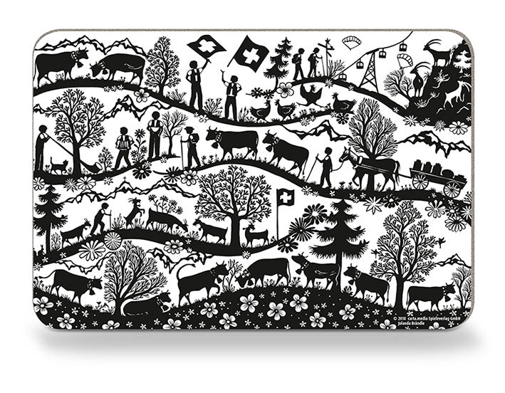Frühstücksbrettchen/Schneidebrettchen Schweizer Landleben mit Scherenschnittmotiv günstig kaufen