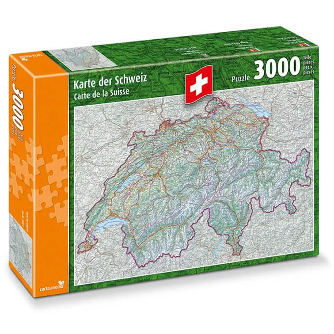 Karte der Schweiz - ein Puzzle mit 3000 Teilen. Jetzt online günstig kaufen.