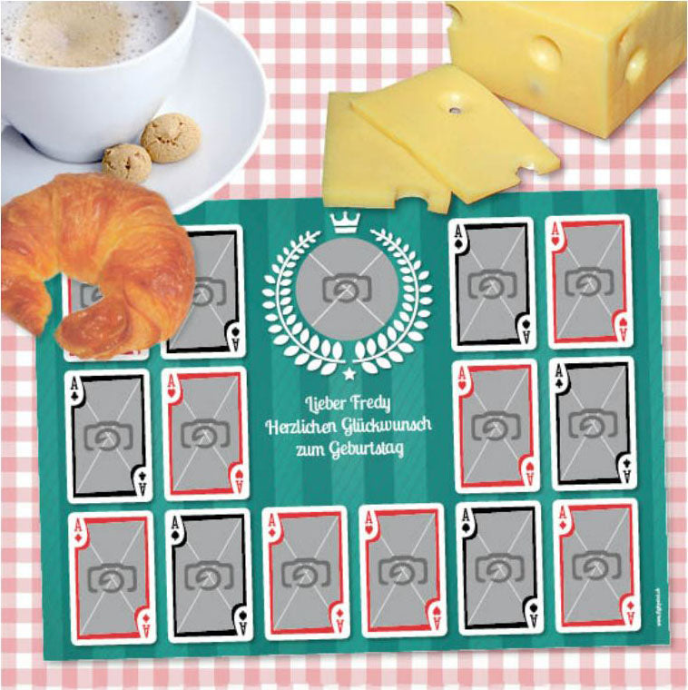 Personalisierte Foto-Tischsets selbst gestalten für einen Anlass wie Geburtstag.