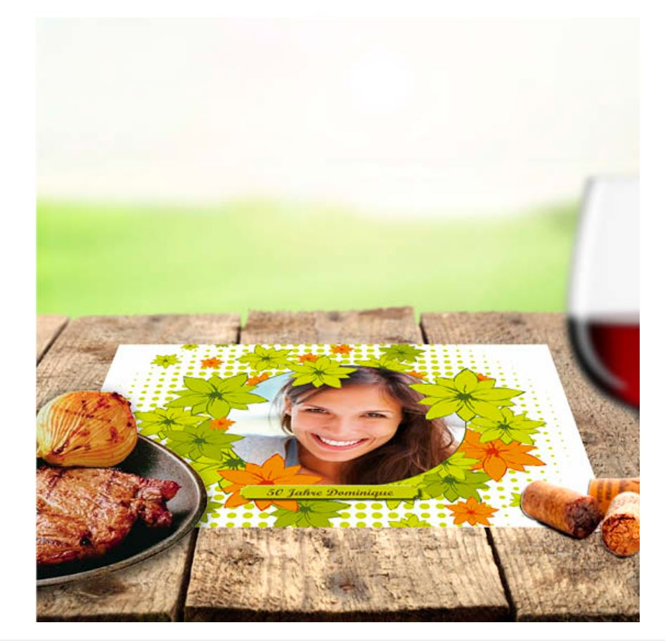 Personalisiertes Foto-Tischset Blumenkranz selber gestalten für Geburtstag. Günstig online kaufen.