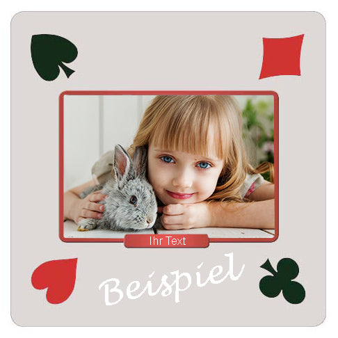 Personalisierter Jasstepich Rosen mit eigenem Foto, Design oder Firmenlogo. Online günstig kaufen. Beispiel mit Foto.