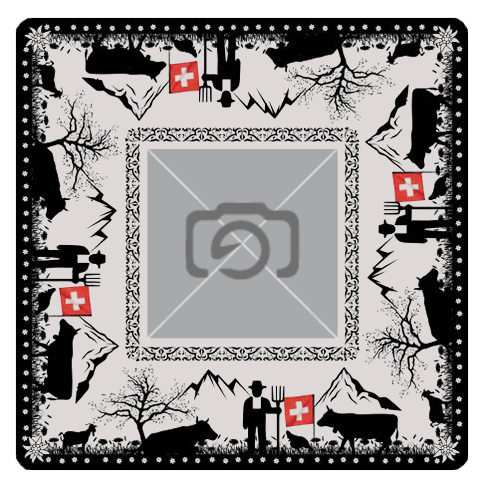 Personalisierter Jassteppich selbst gestalten mit Scherenschnittmotiv. Günstig online kaufen.