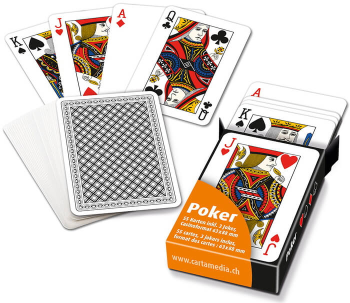 Pokerkarten - International 55 Blatt inkl. 3 Joker für Texas Hold'em von carta.media günstig online kaufen